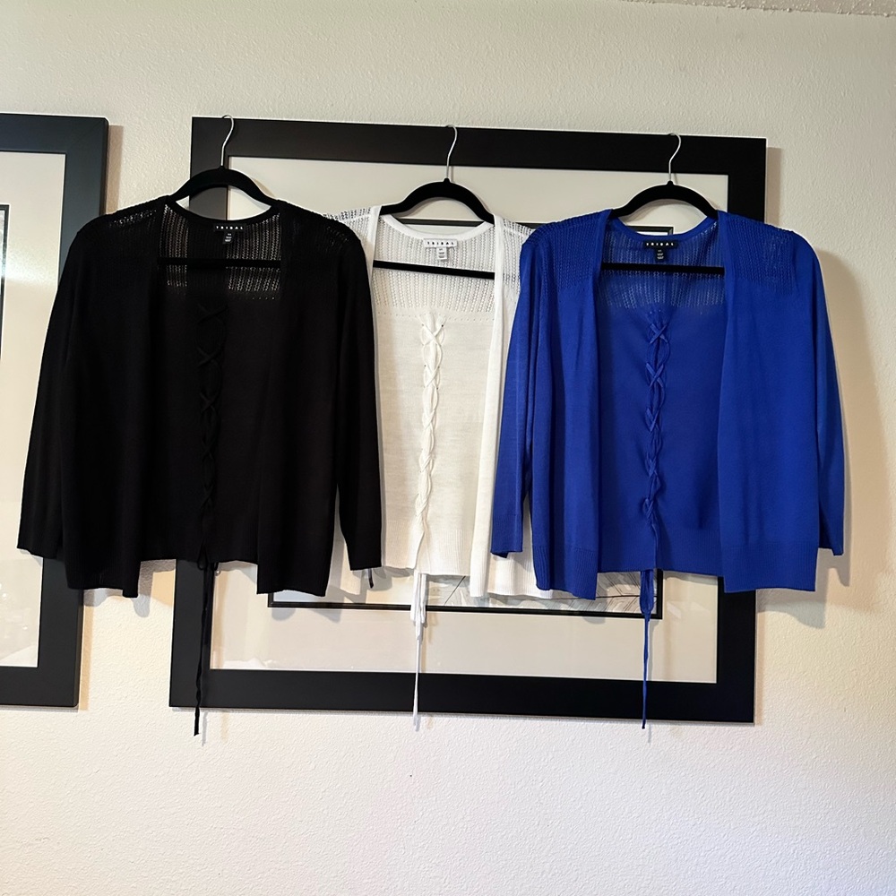 Set of 3 Tribal Brand Cropped Lightweight Cardigans